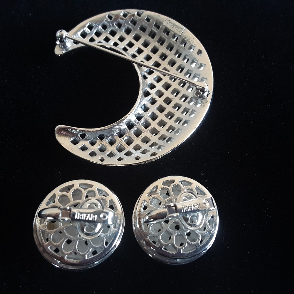 Vtg.Trifari Jewelry Brooch & earrings Basket Weave - Picture 2 of 8